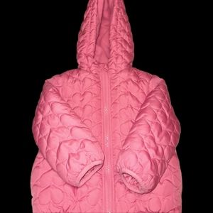Carters 2T Pink Hearts 💕 Puffer Hooded Jacket